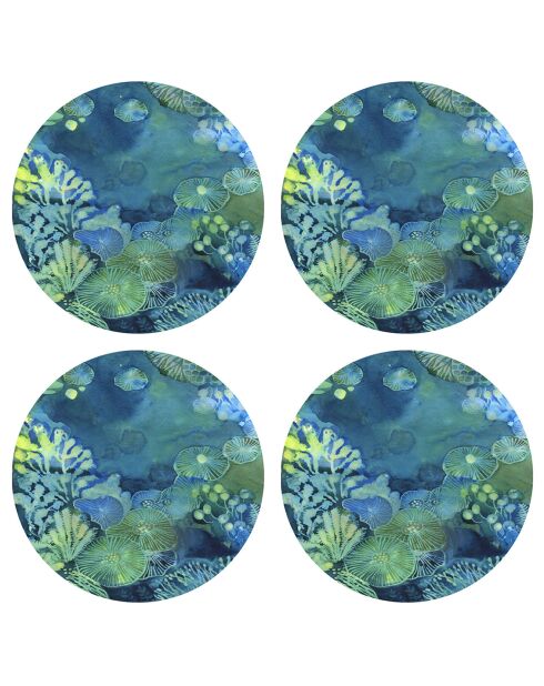 4 Sets de table ronds fond de mer multicolores - D.40 cm