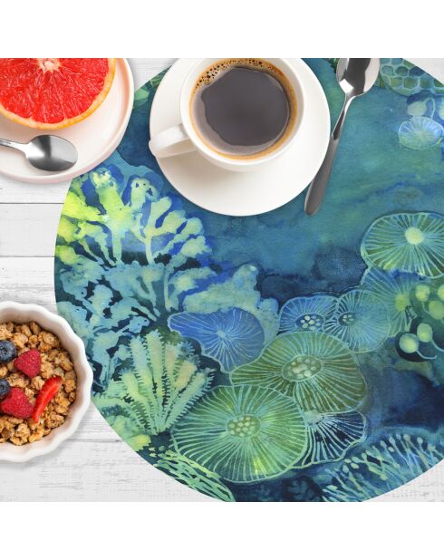 4 Sets de table ronds fond de mer multicolores - D.40 cm