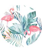 4 runde Tischsets mit tropischen Flamingos, 1 Stück, mehrfarbig, D.40 cm