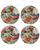 4 manteles individuales redondos deluxe multicolores - D.40 cm