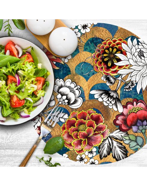 4 manteles individuales redondos deluxe multicolores - D.40 cm