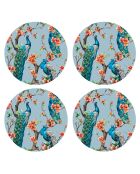 4 mehrfarbige Pfauen-Tischsets - D.40 cm