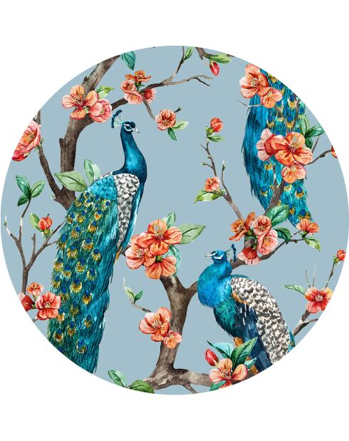 4 mehrfarbige Pfauen-Tischsets - D.40 cm