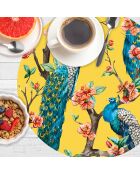 4 Sets de table paon 1 ronds 4 Sets de table paon 1 ronds multicolores - D.40 cm