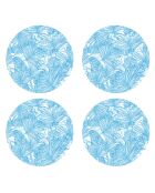4 tovagliette blu con foglie rotonde - D.40 cm