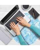 4 tovagliette blu con foglie rotonde - D.40 cm