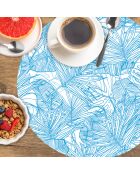 4 tovagliette blu con foglie rotonde - D.40 cm