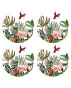 4 Sets de table ensemble animaux de la jungle dans un motif ronds multicolores - D.40 cm