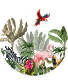 4 Sets de table ensemble animaux de la jungle dans un motif ronds multicolores - D.40 cm