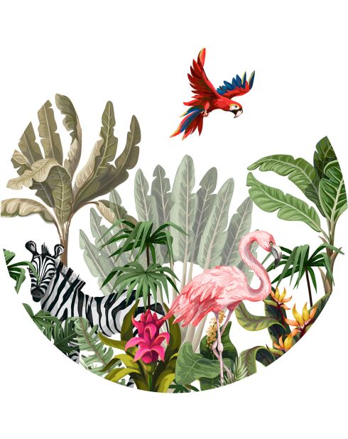 4 Sets de table ensemble animaux de la jungle dans un motif ronds multicolores - D.40 cm