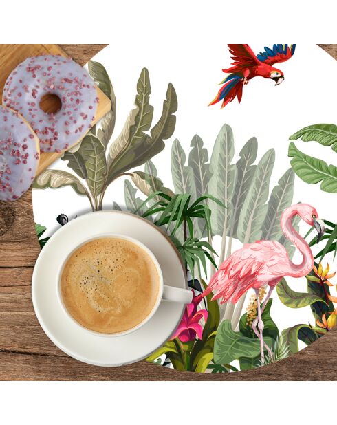 4 Sets de table ensemble animaux de la jungle dans un motif ronds multicolores - D.40 cm