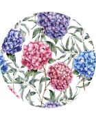 4 manteles individuales redondos de hortensias multicolores - D.40 cm
