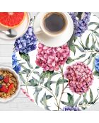 4 manteles individuales redondos de hortensias multicolores - D.40 cm