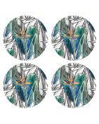 4 manteles individuales redondos Fleur de Paradis multicolores - D.40 cm