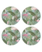 4 Sets de table ronds flamants roses tropicaux 2 multicolores - D.40 cm