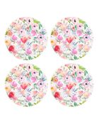 4 manteles individuales redondos Bonheur multicolores - D.40 cm