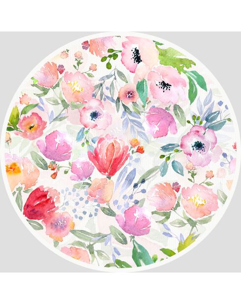 4 manteles individuales redondos Bonheur multicolores - D.40 cm