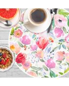 4 manteles individuales redondos Bonheur multicolores - D.40 cm