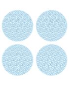 4 runde Tischsets Japanese Waves 2 blau - D.40 cm