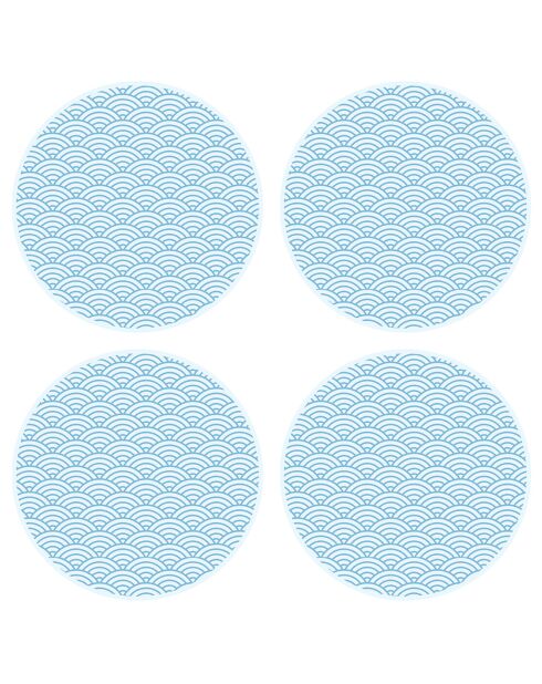4 runde Tischsets Japanese Waves 2 blau - D.40 cm