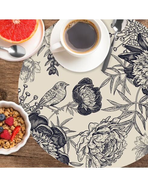 4 Sets de table ronds oiseau 3 multicolores - D.40 cm