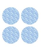 4 tovagliette rotonde in mosaico blu con onde - D.40 cm