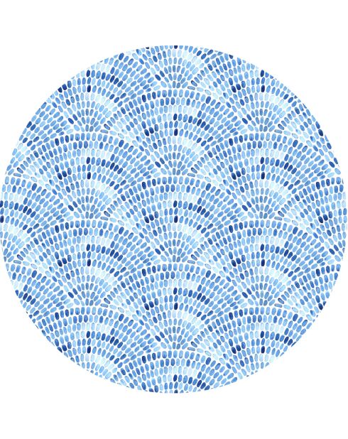 4 tovagliette rotonde in mosaico blu con onde - D.40 cm