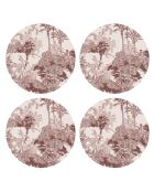 4 ronde placemats met rode palmbomen - D.40 cm