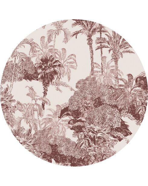 4 ronde placemats met rode palmbomen - D.40 cm