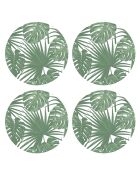 4 tovagliette rotonde a forma di palma verde - D.40 cm