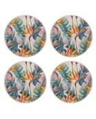 4 Sets de table ronds en osier fleur de paradis multicolores - D.40 cm