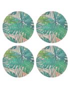 4 Sets de table ronds en osier de la jungle multicolores - D.40 cm