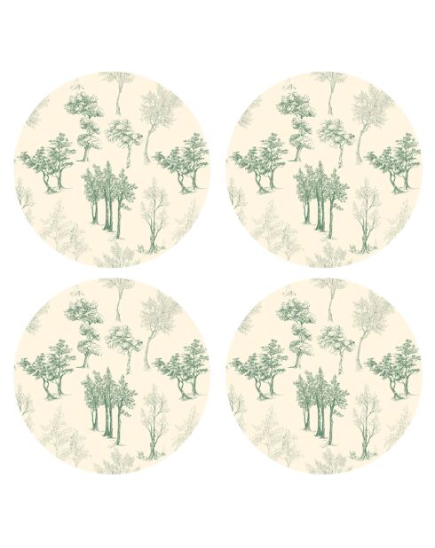 4 veelkleurige ronde boomvormige placemats - D.40 cm