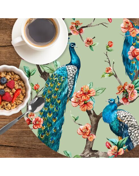 4 Sets de table Peacock 5 multicolores - D.40 cm