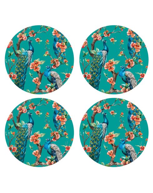 4 Sets de table Paon 8 multicolores - D.40 cm