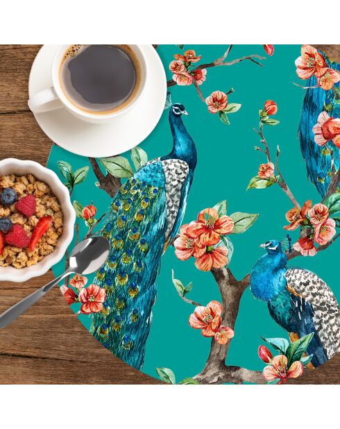 4 Sets de table Paon 8 multicolores - D.40 cm