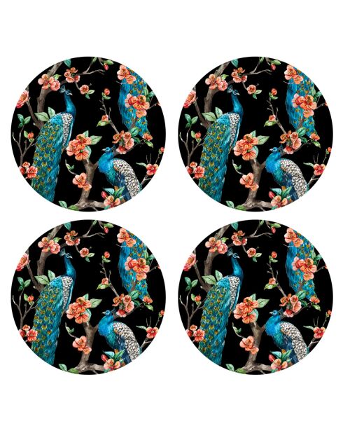 4 manteles individuales multicolores Peacock 7 - D.40 cm