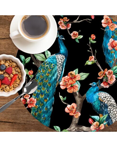 4 manteles individuales multicolores Peacock 7 - D.40 cm