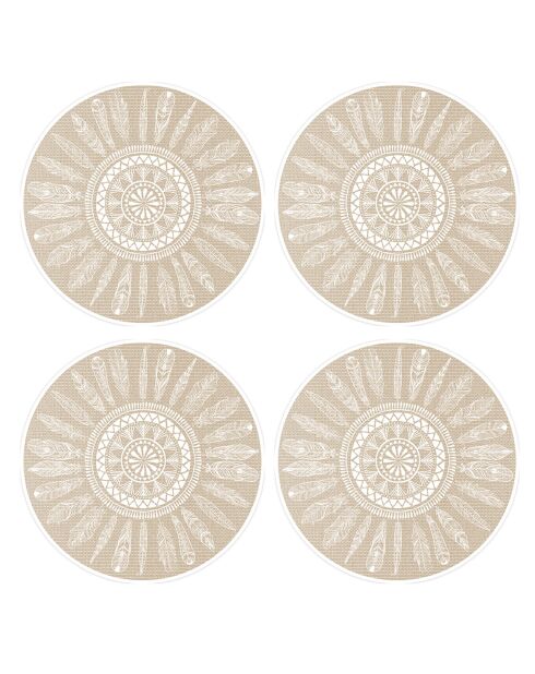 4 tovagliette rotonde in piuma 4 tovagliette rotonde in piuma beige - D.40 cm