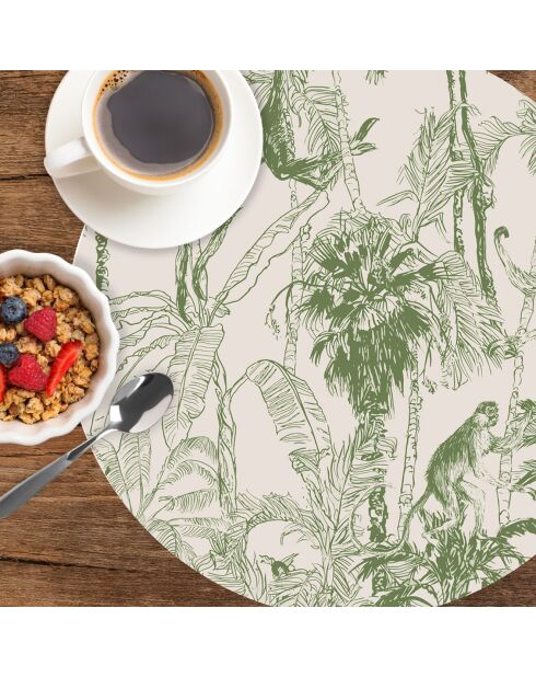 4 tovagliette rotonde a forma di scimpanzé verde - D.40 cm