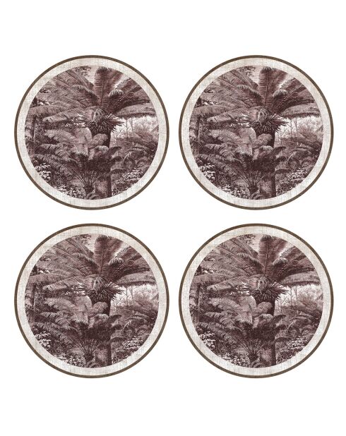 4 manteles redondos rojos Santo Domingo - D.40 cm