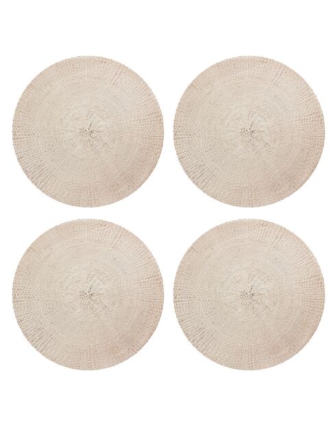 4 Sets de table ronds osier multicolores - D.40 cm