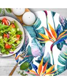 4 Sets de table ronds Fleur de paradis multicolores - D.40 cm