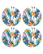 4 Sets de table ronds Fleur de paradis multicolores - D.40 cm