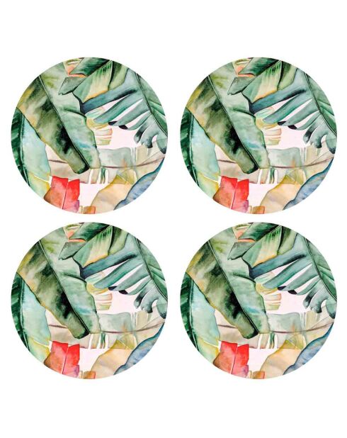 4 Sets de table ronds feuilles colorées multicolores - D.40 cm