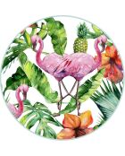 4 Sets de table ronds flamants tropicaux 3 multicolores - D.40 cm