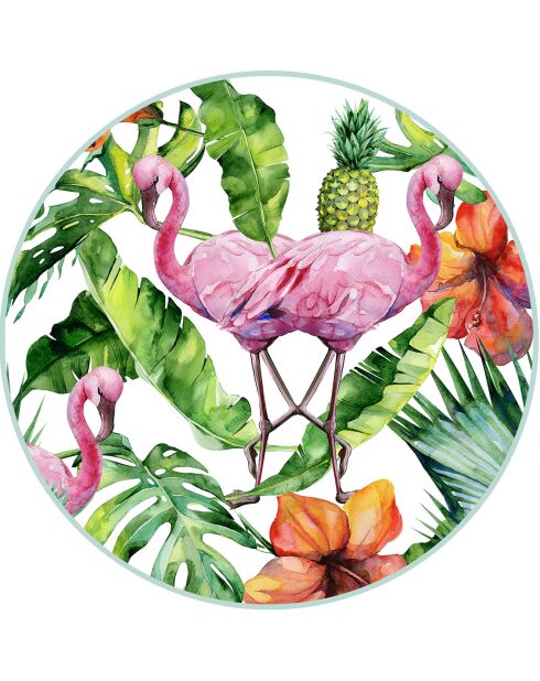 4 Sets de table ronds flamants tropicaux 3 multicolores - D.40 cm