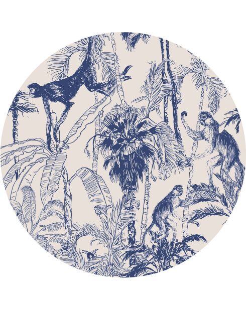 4 ronde blauwe placemats voor chimpansees - D.40 cm