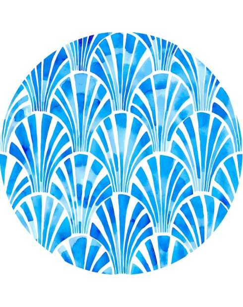 4 tovagliette rotonde art-deco blu - D.40 cm