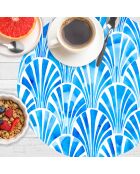 4 tovagliette rotonde art-deco blu - D.40 cm